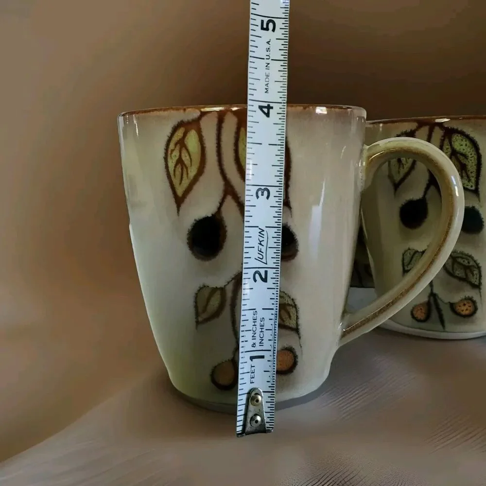 4 Sango Vineyard 4845 Stoneware Pottery Coffee Cup Mugs Berry Vine Earthy Retro
